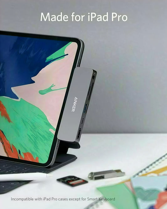 USB-C Hub Anker PowerExpand Direct za Apple iPad Pro 11 / Pro 12.9, 1 x USB-A - 1 x USB-C - 1 x HDMI - 1 x Jack 3.5mm - 1 x SD - 1 x microSD, Sivi