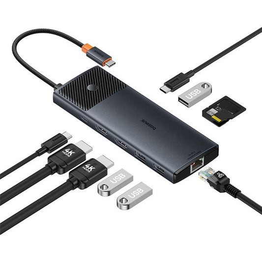 Hub USB-C Baseus Gleam II, 10in1, Crni B0114200