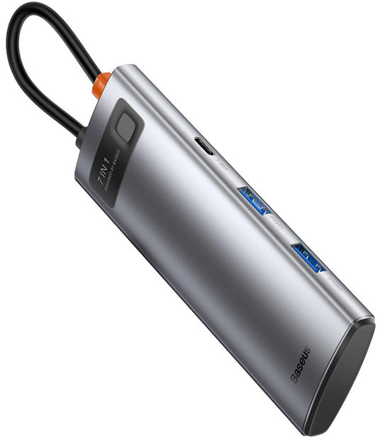 Hub USB-C Baseus Metal Gleam, 2 x USB-A 3.0 - 2 x USB-C - 1 x HDMI - 1 x SD - 1 x microSD, Sivi WKWG020113