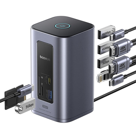 Hub USB-C Baseus NU1 Air Spacemate, 12in1, Sivi B00061800123-00