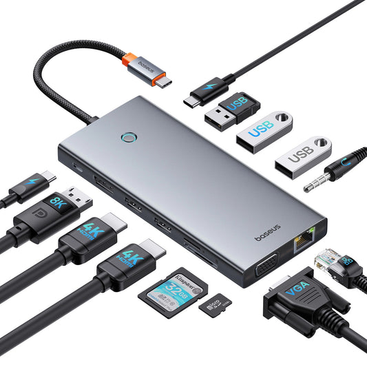Hub USB-C Baseus PortalJoy, 13in1, Siva B00053002811-01