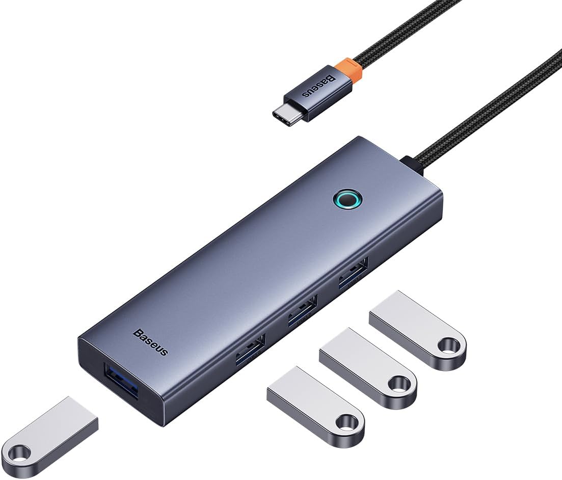 Hub USB-C Baseus UltraJoy, 4 x USB-A 3.0, Sivi B0005280A813-03