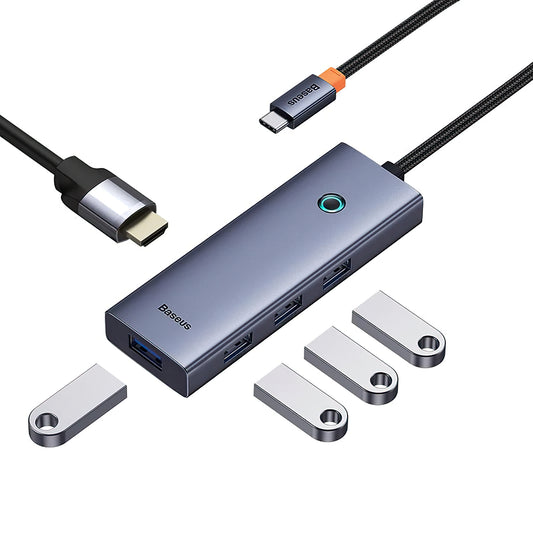 USB-C Hub Baseus UltraJoy, 4 x USB-A 3.0 - 1 x HDMI, Sivi B00052809813-00