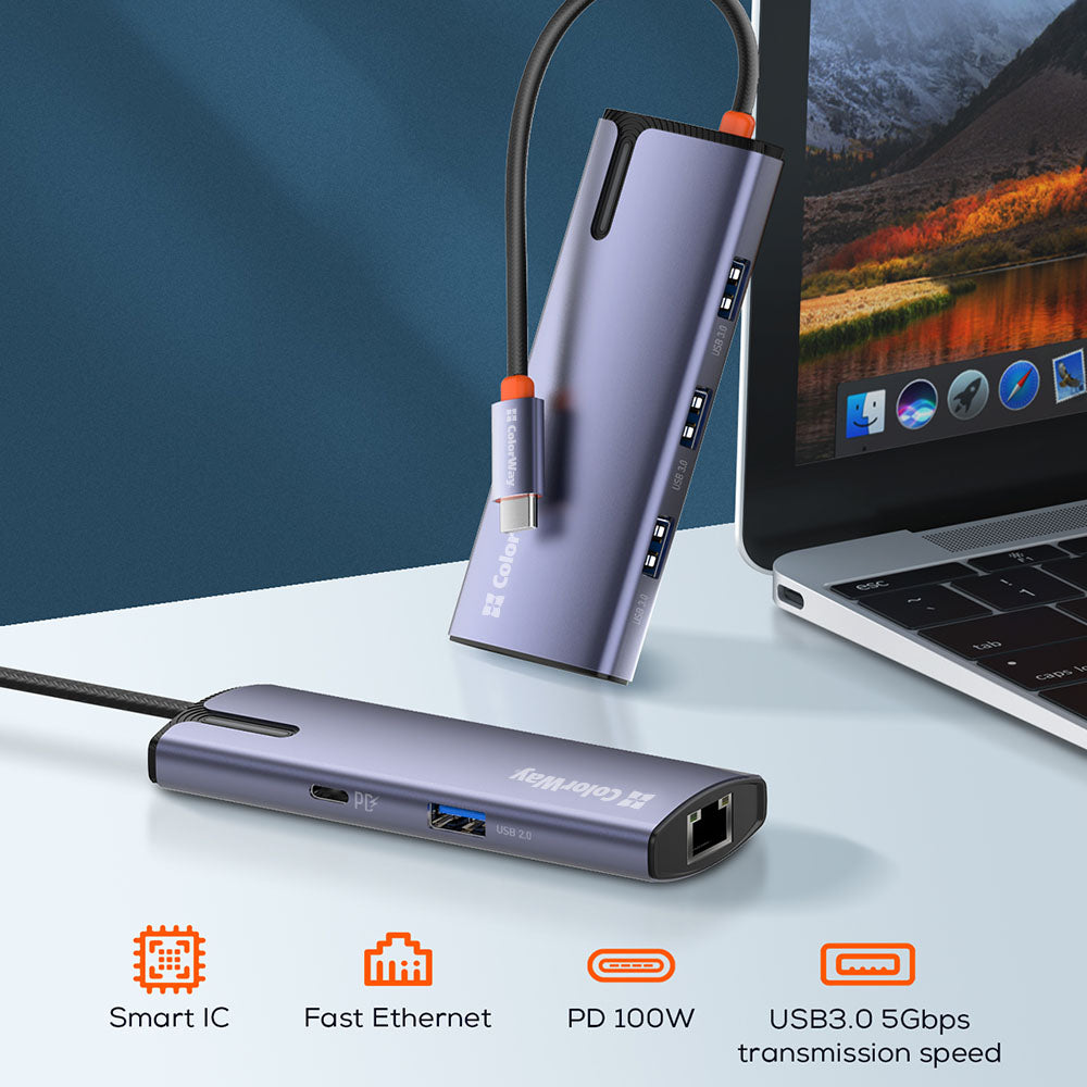 Hub USB-C ColorWay CW-HUB03, 6in1, Srebrni