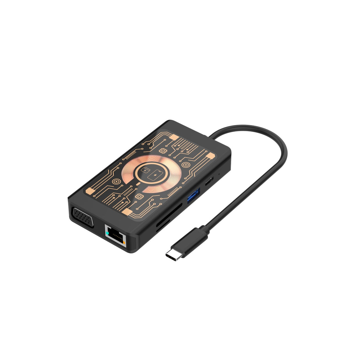 USB-C Hub sa Bežičnim Punjenjem QI Qualo QTPB5-HUB-18, 9u1, Sivi