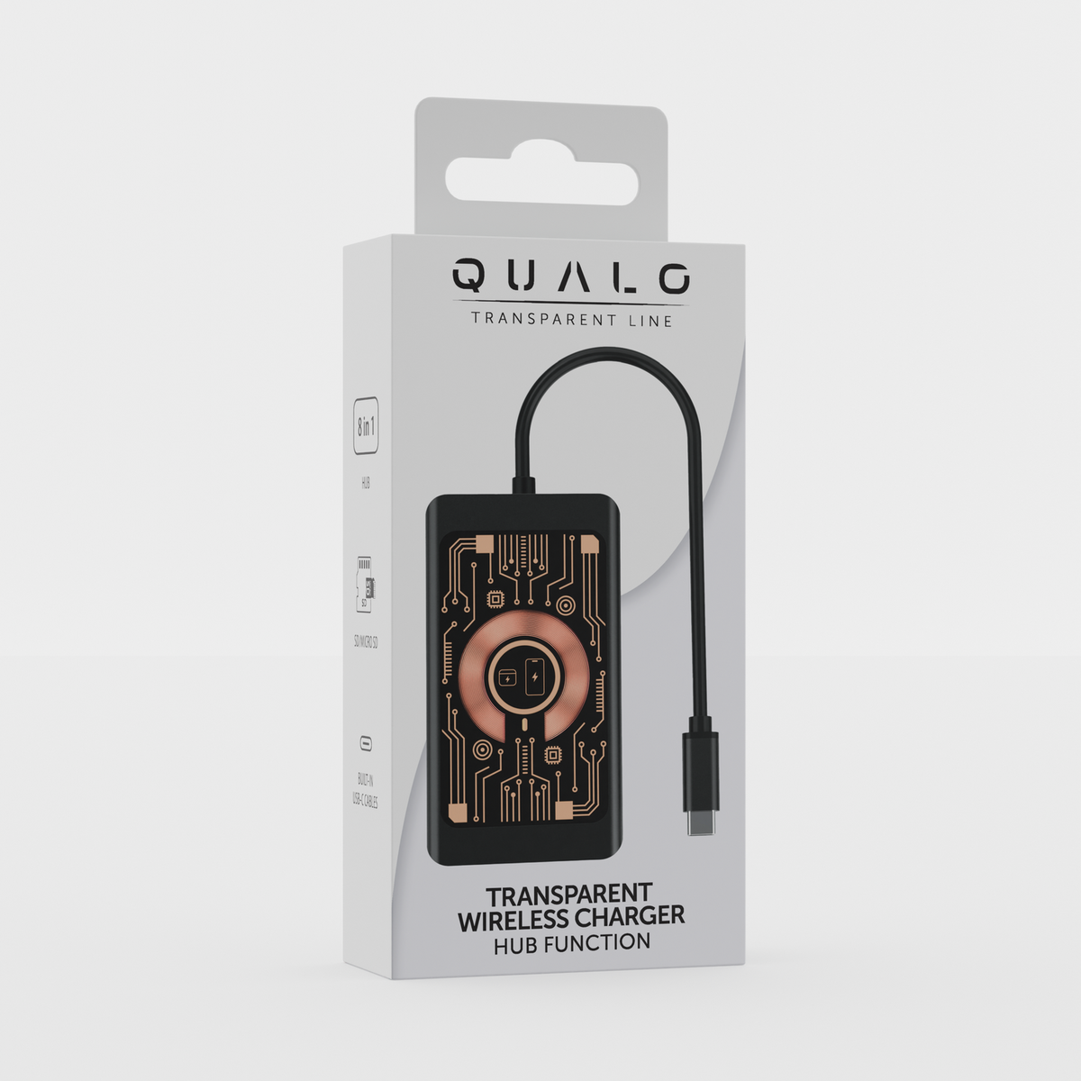 USB-C Hub sa Bežičnim Punjenjem QI Qualo QTPB5-HUB-18, 9u1, Sivi