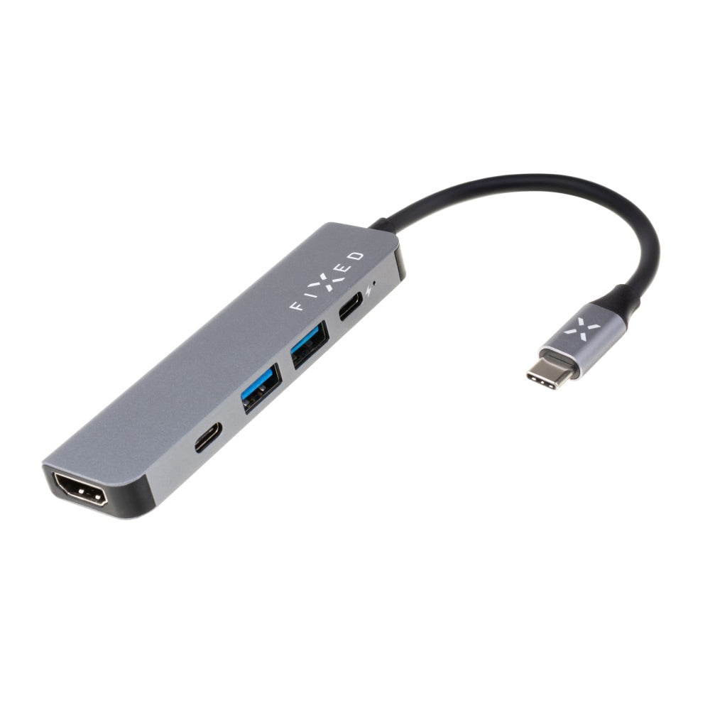 Hub USB-C Fixed, 4in1, Sivi