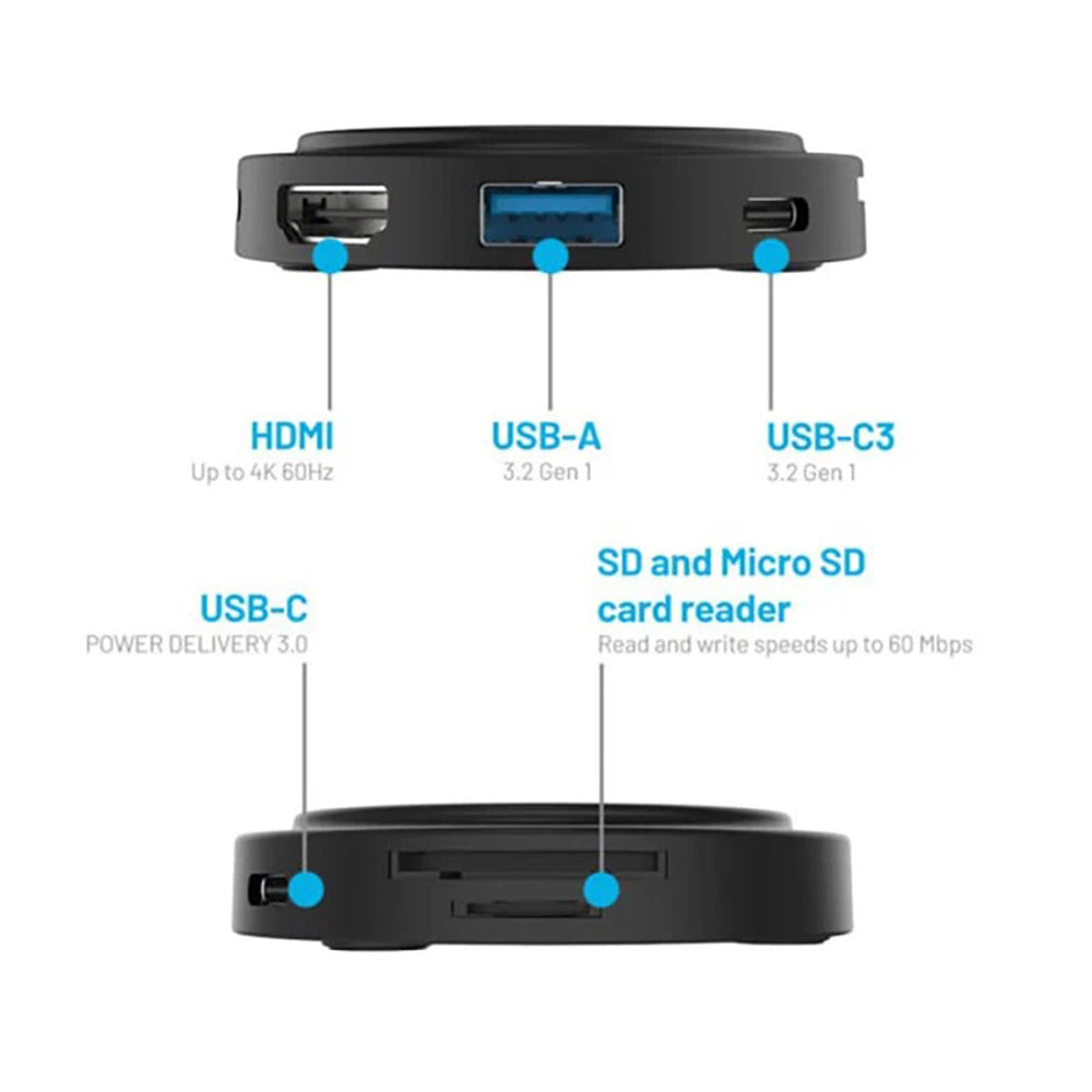 Hub USB-C Fixed MagHub, 7in1, Crni