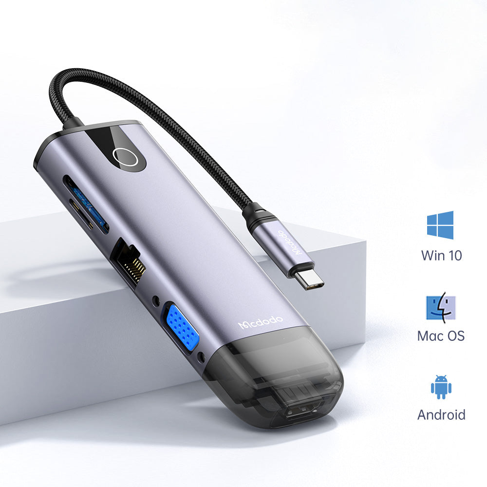 Hub USB-C McDodo HU-7420, 10u1, Sivi