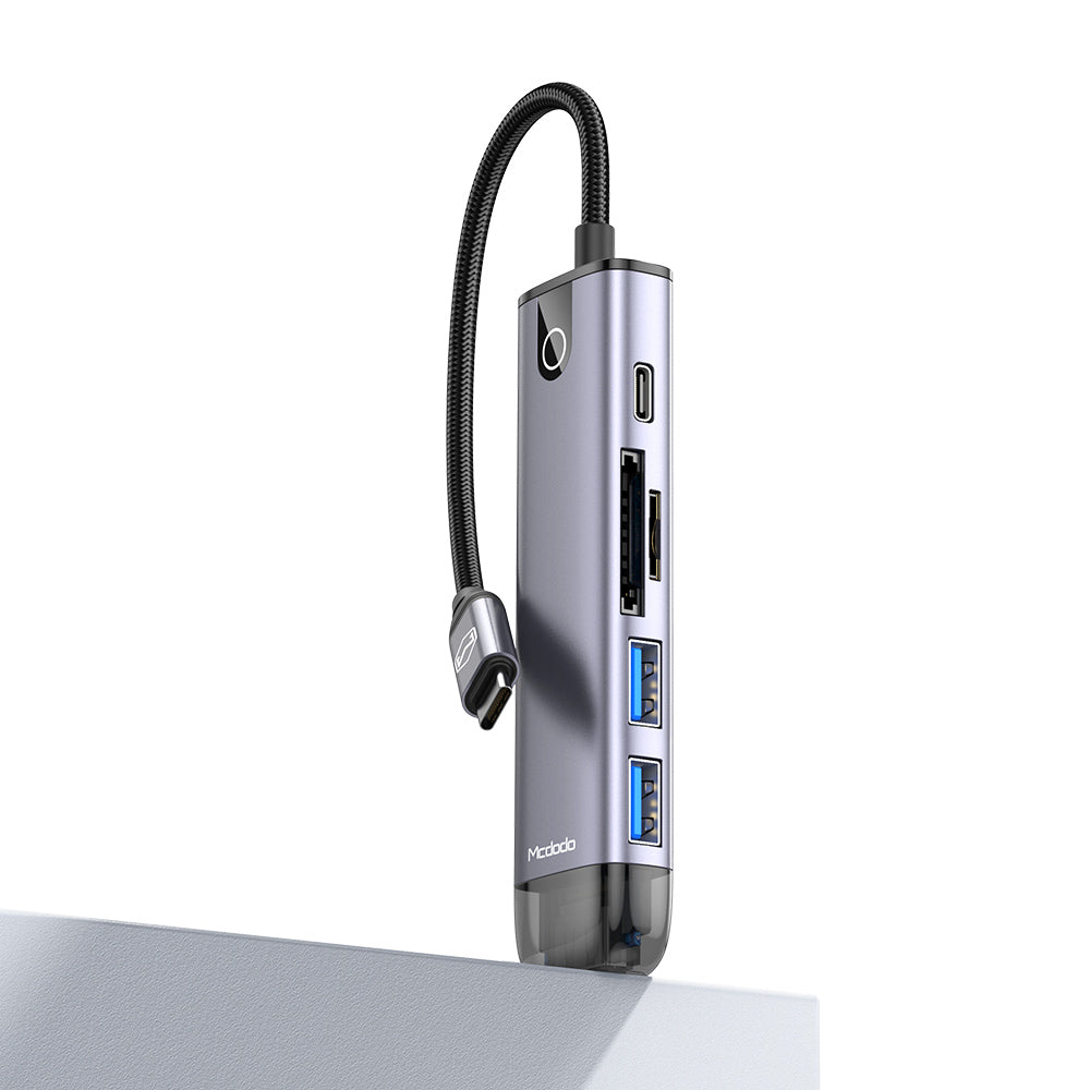 Hub USB-C McDodo HU-7740, 6u1, Sivi