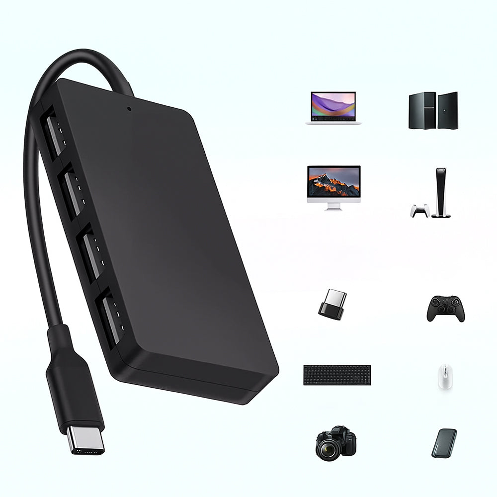 Hub USB-C Techsuit H16 QuantumNode, 4in1, Crni