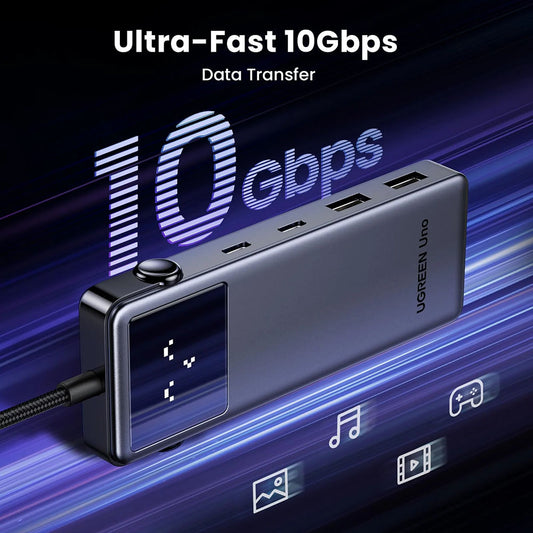 USB-C Hub UGREEN Uno (75177), 2 x USB-A 3.2 - 3 x USB-C - 1 x HDMI, Siva