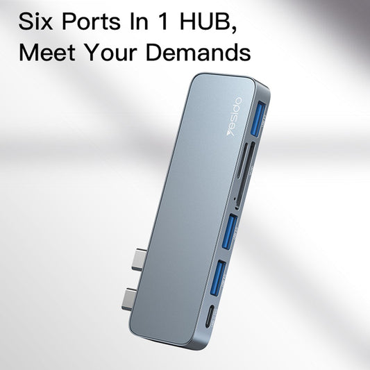 Hub USB-C Yesido HB10 za Apple MacBook Pro / Air, 6u1, Sivi