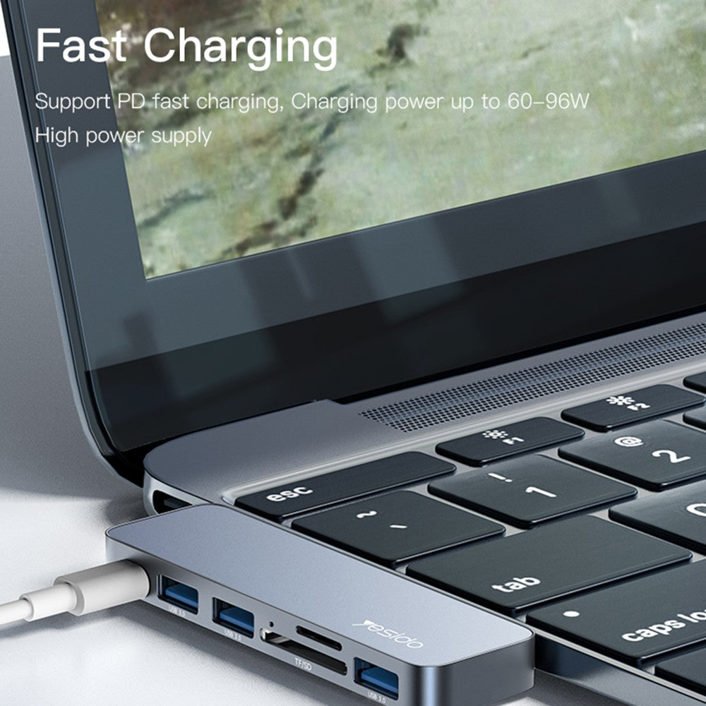 Hub USB-C Yesido HB10 za Apple MacBook Pro / Air, 6u1, Sivi