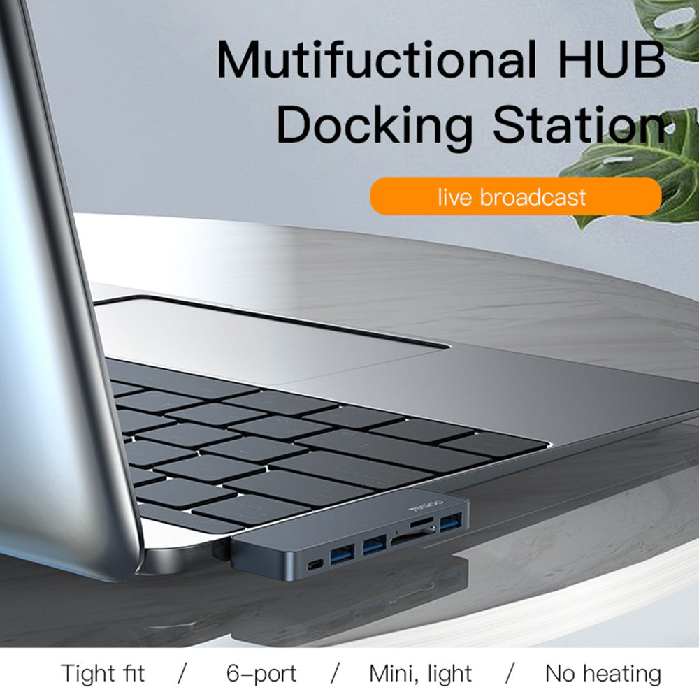 Hub USB-C Yesido HB10 za Apple MacBook Pro / Air, 6u1, Sivi