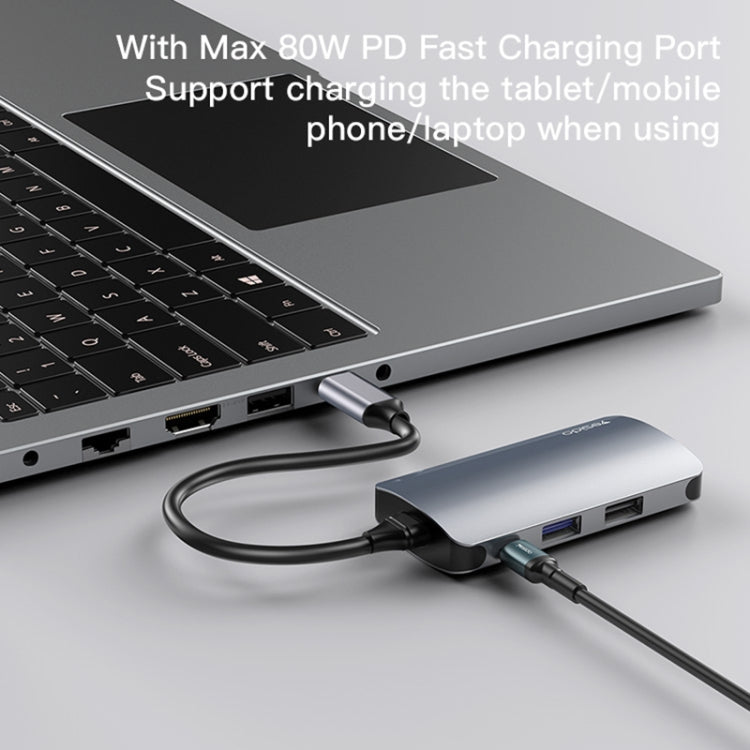 Hub USB-C Yesido HB15, 6in1, Sivi