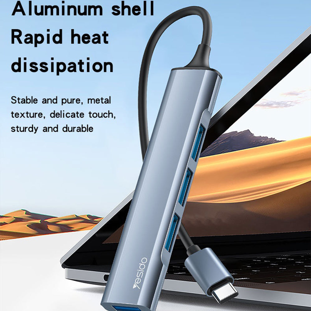 Hub USB-C Yesido HB17, 4in1, Sivi