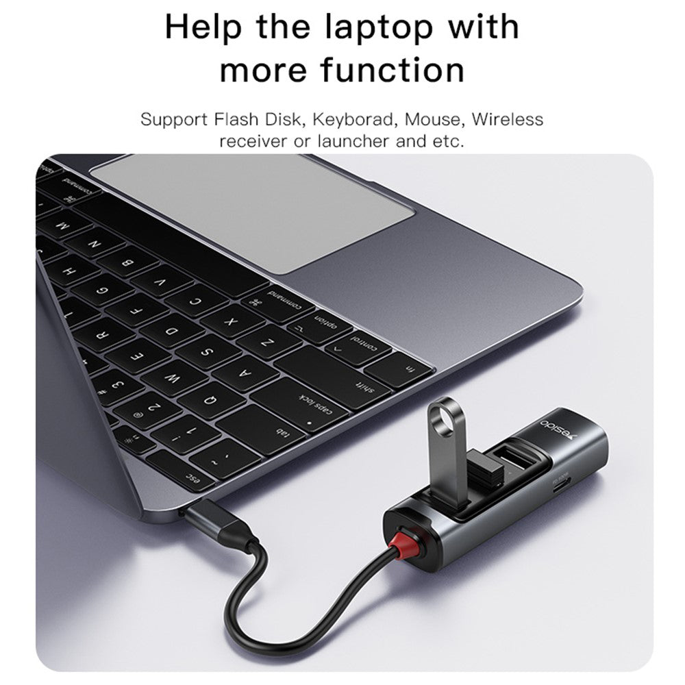 Hub USB-C Yesido HB22, 5in1, Sivi
