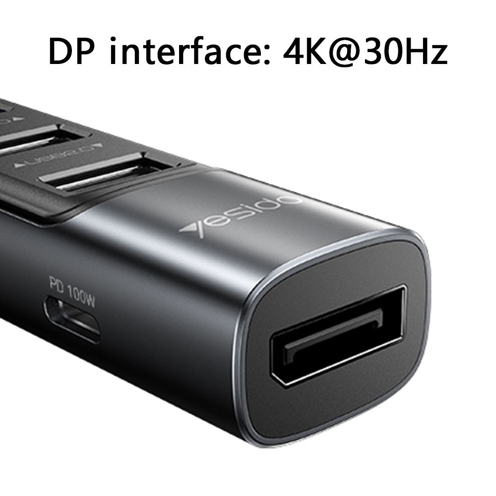Hub USB-C Yesido HB23, 5in1, Sivi