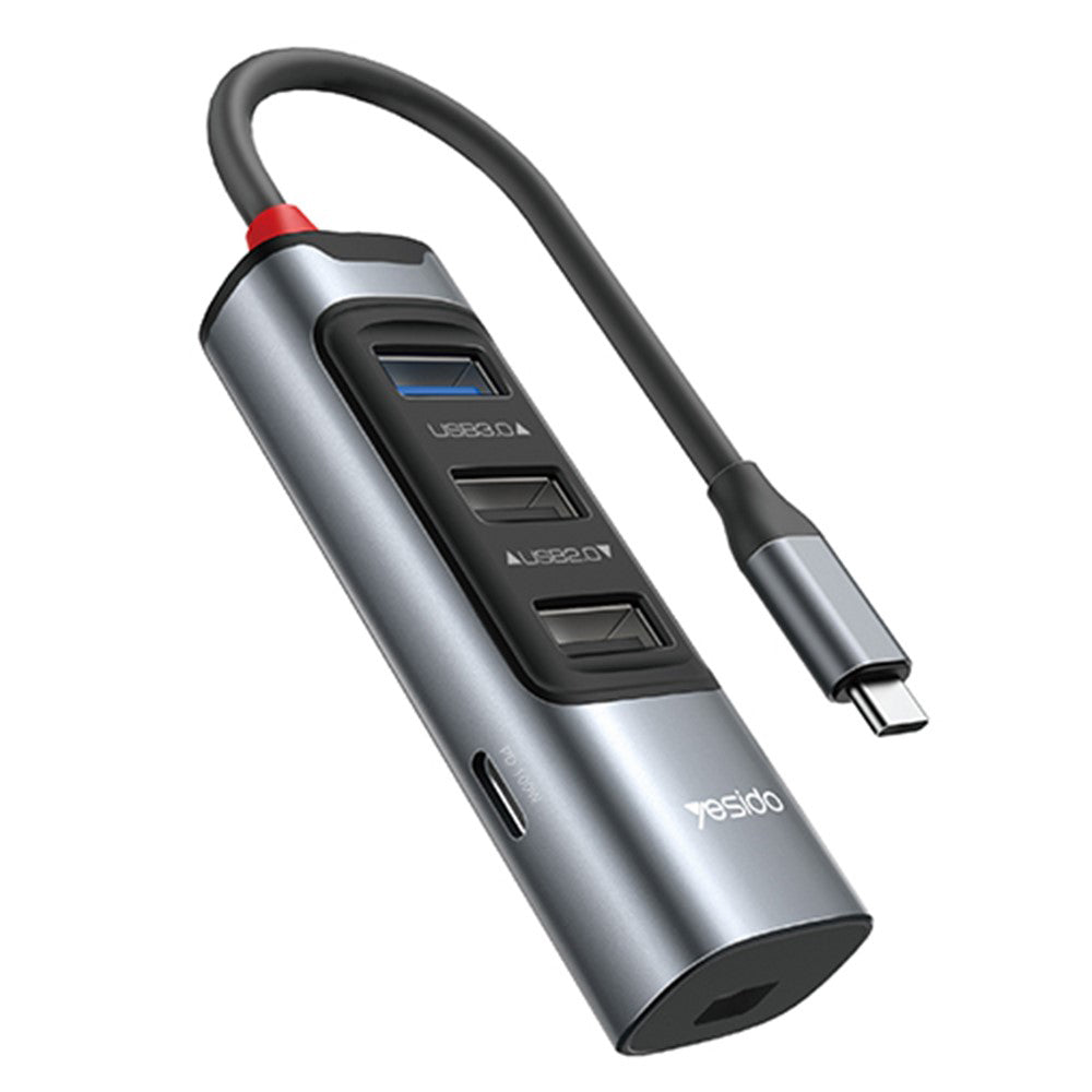 Hub USB-C Yesido HB24, 5in1, Sivi