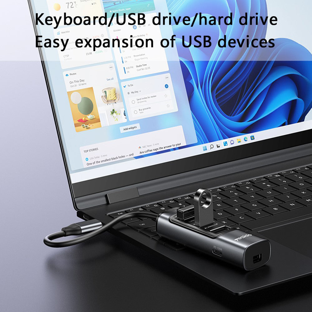 Hub USB-C Yesido HB24, 5in1, Sivi