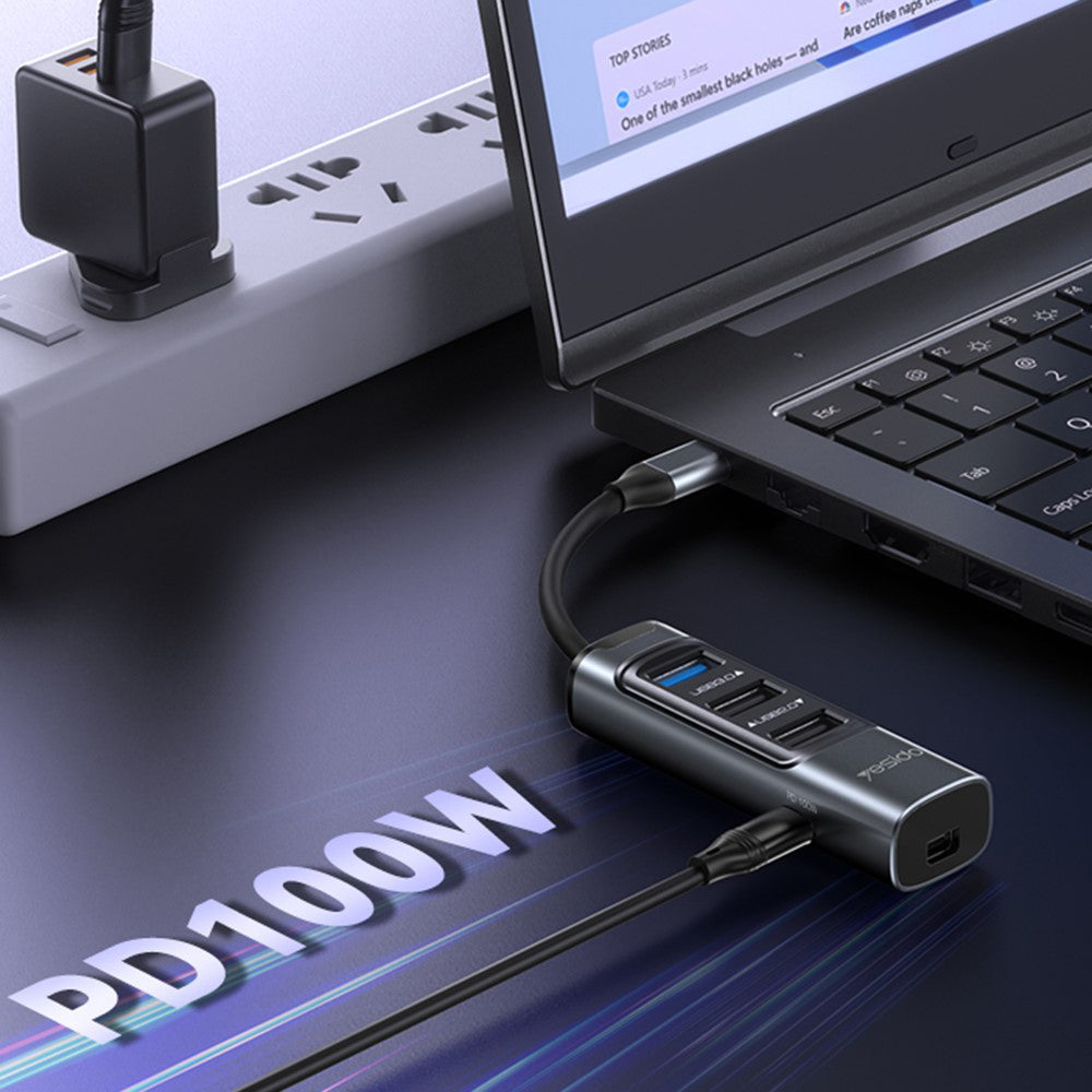 Hub USB-C Yesido HB24, 5in1, Sivi