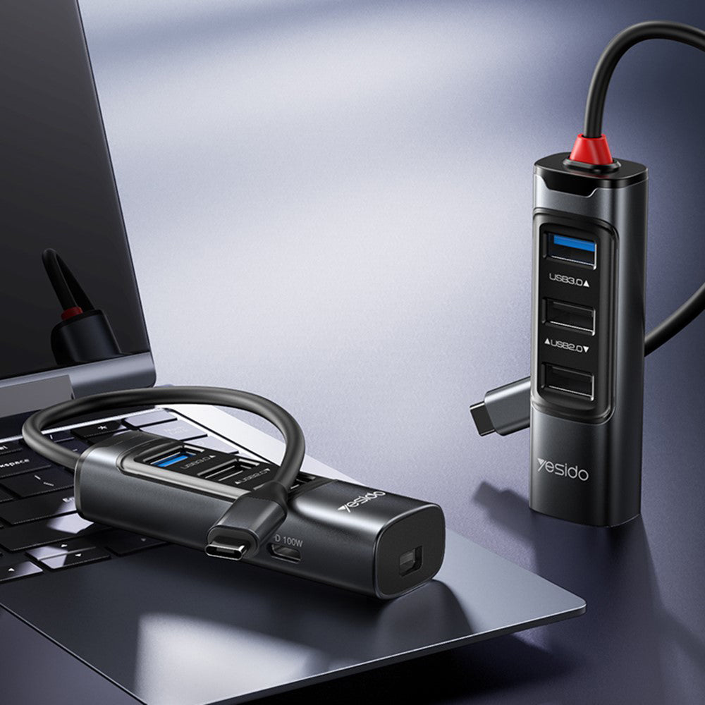 Hub USB-C Yesido HB24, 5in1, Sivi