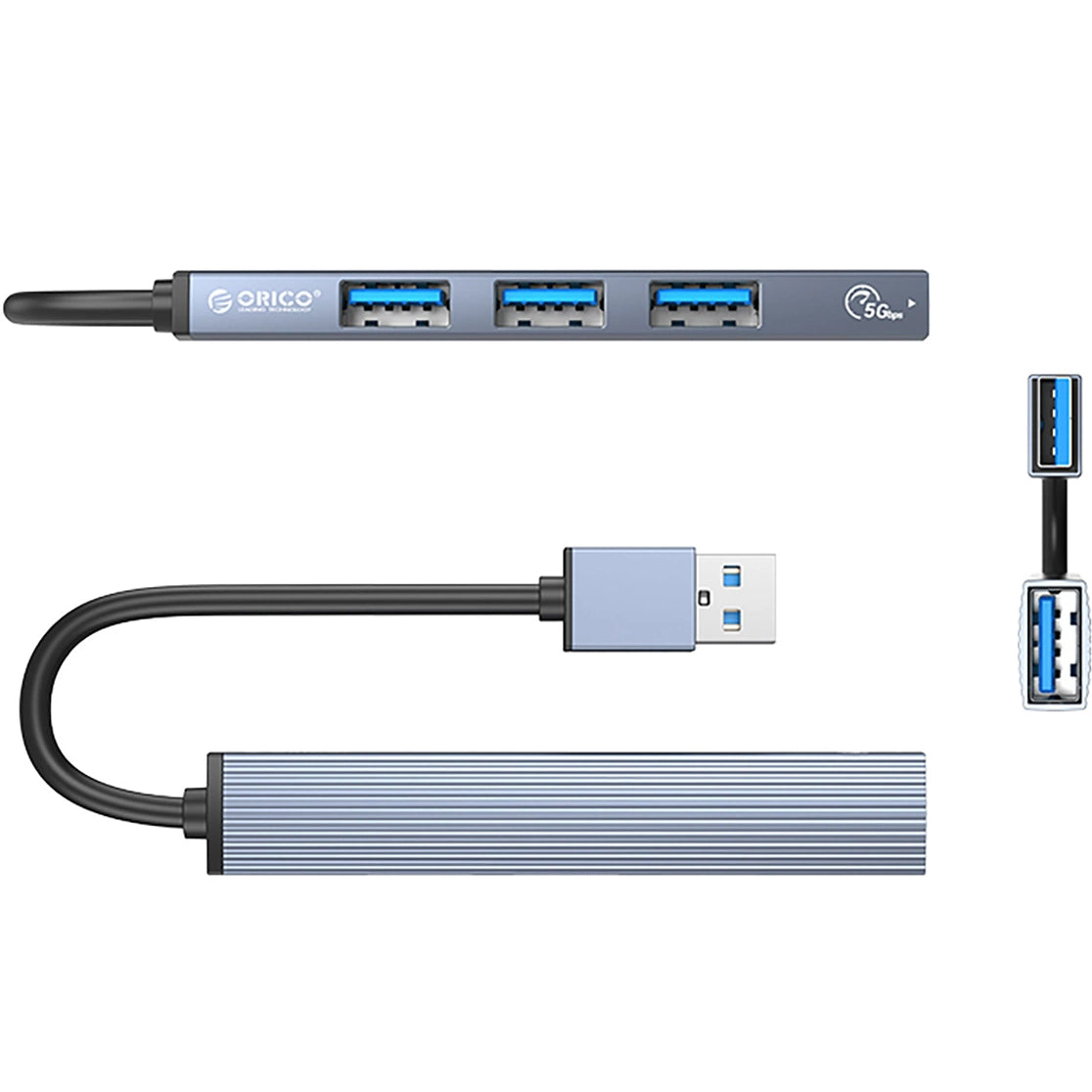 Hub USB Orico AH-A13, 1 x USB-A 3.0 - 3 x USB-A, Sivi