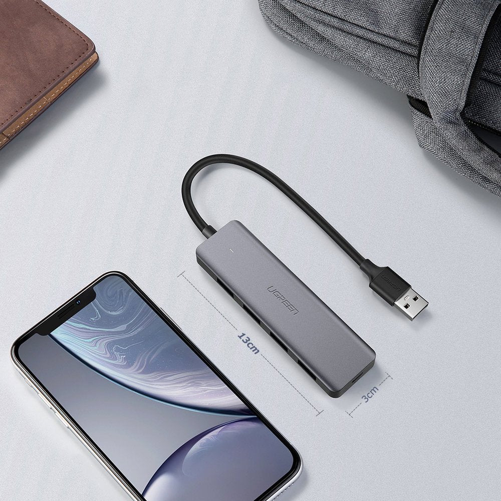 Hub USB UGREEN CM219, 4 x USB-A 3.0 - 1 x USB-C, Sivi