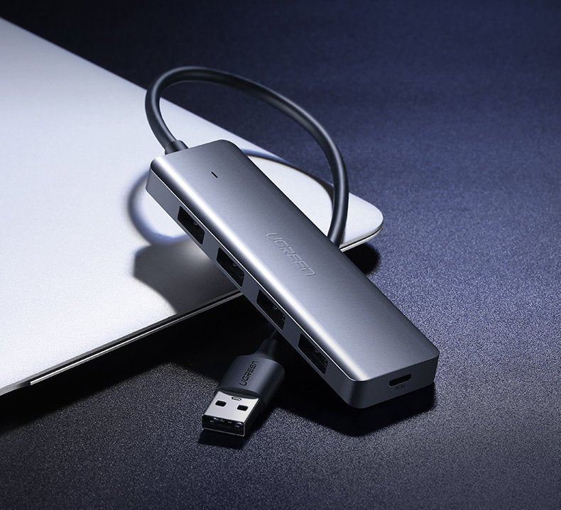 Hub USB UGREEN CM219, 4 x USB-A 3.0 - 1 x USB-C, Sivi