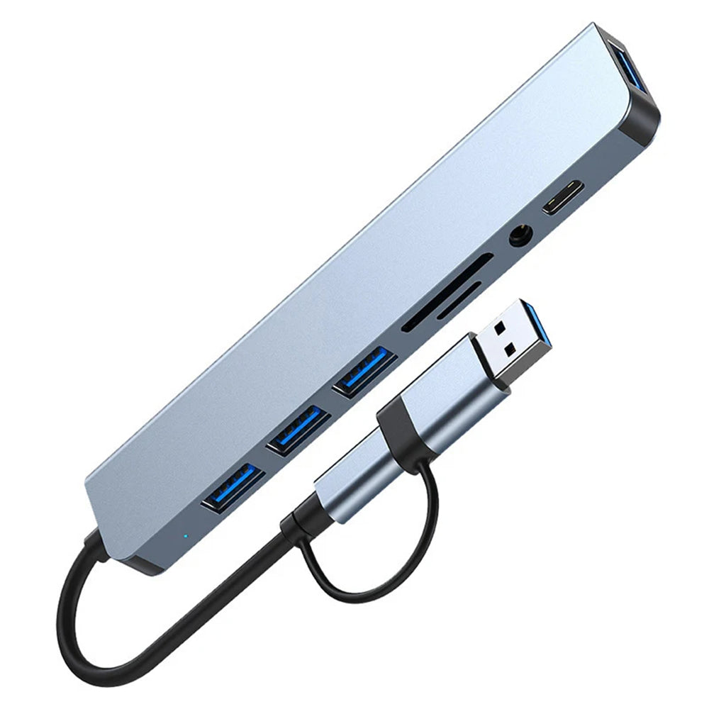 Hub USB / USB-C Techsuit H9 DataBridge, 8in1, Sivi