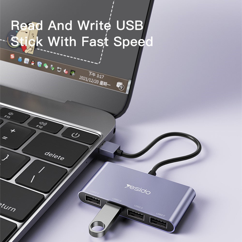 Hub USB Yesido HB12, 4in1, Sivi