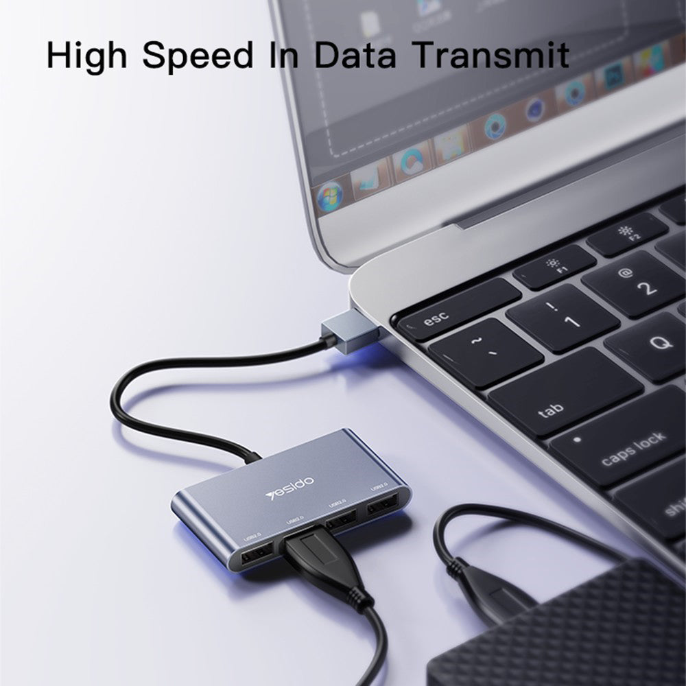 Hub USB Yesido HB12, 4in1, Sivi