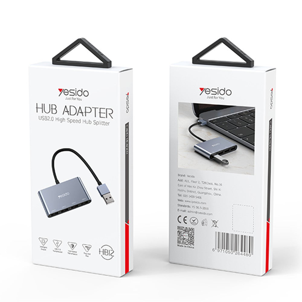 Hub USB Yesido HB12, 4in1, Sivi