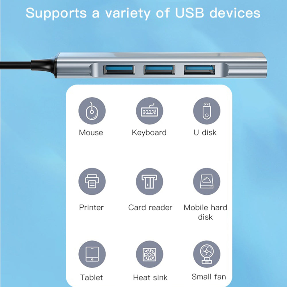 Hub USB Yesido HB18, 4in1, Sivi