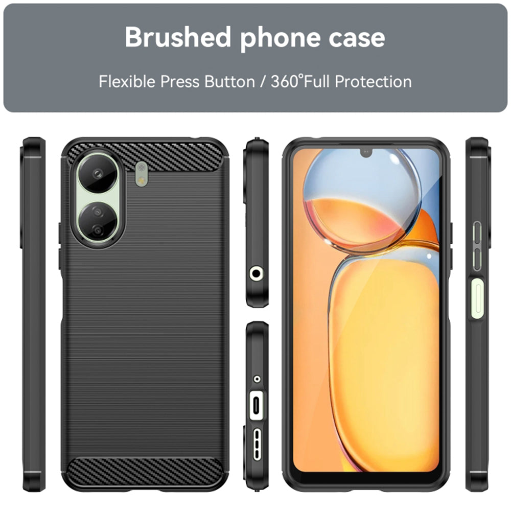 Futrola sa Zaštitom Kamere za Xiaomi Poco C65 / Redmi 13C, Techsuit, Karbon, Crna