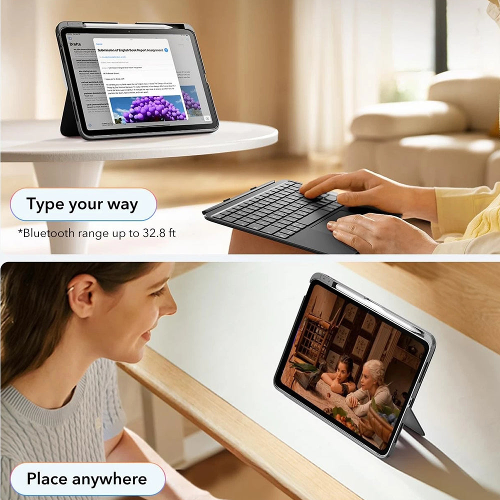 Futrola sa tastaturom za Apple iPad (2025) / (2022), ESR, Flex, Siva