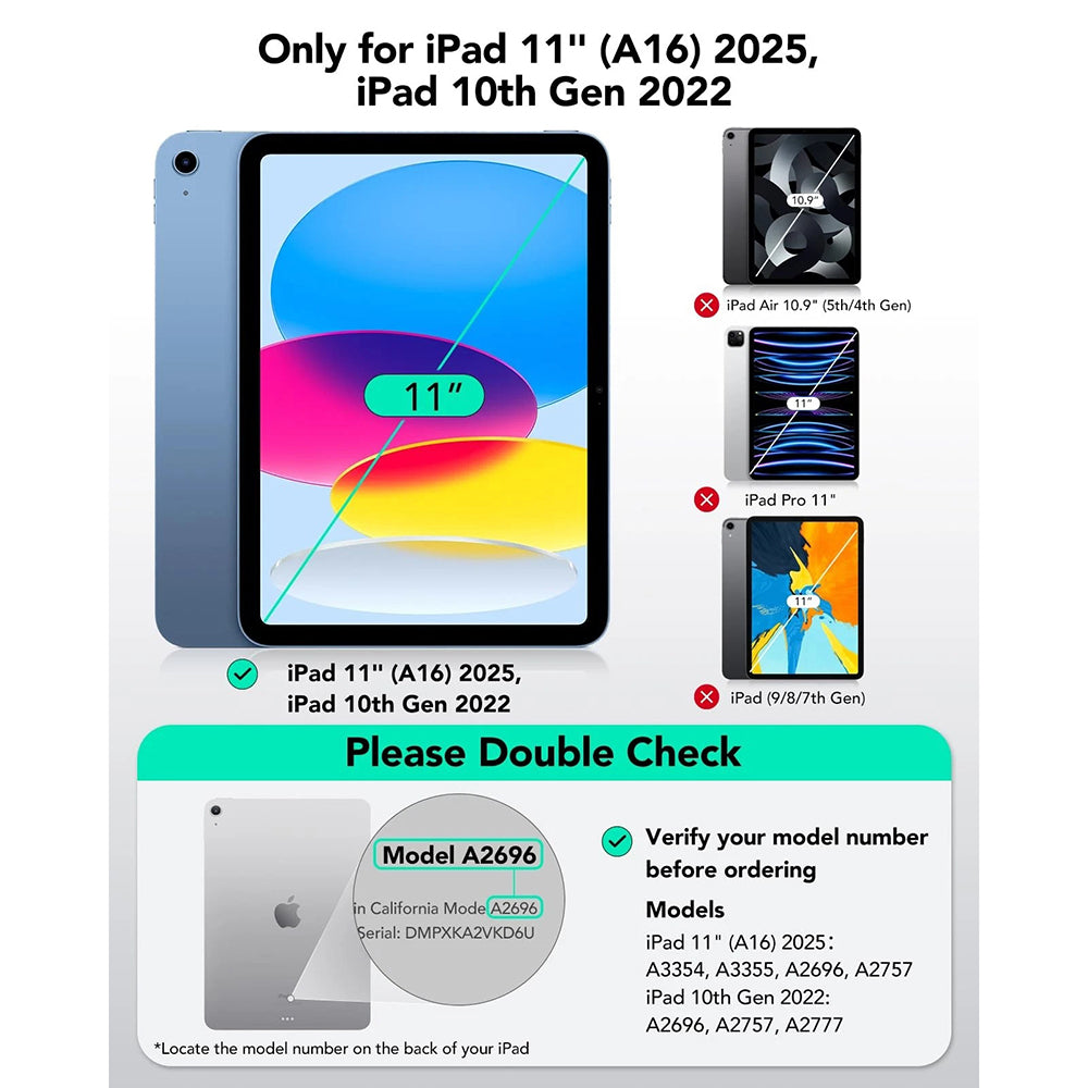 Futrola sa tastaturom za Apple iPad (2025) / (2022), ESR, Flex, Siva