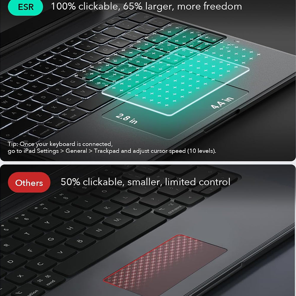 Futrola sa Tastaturom za Apple iPad (2025) / (2022), ESR, Shift, Siva