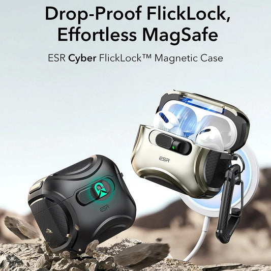 Futrola ESR Cyber FlickLock za Apple AirPods Pro 3, Siva