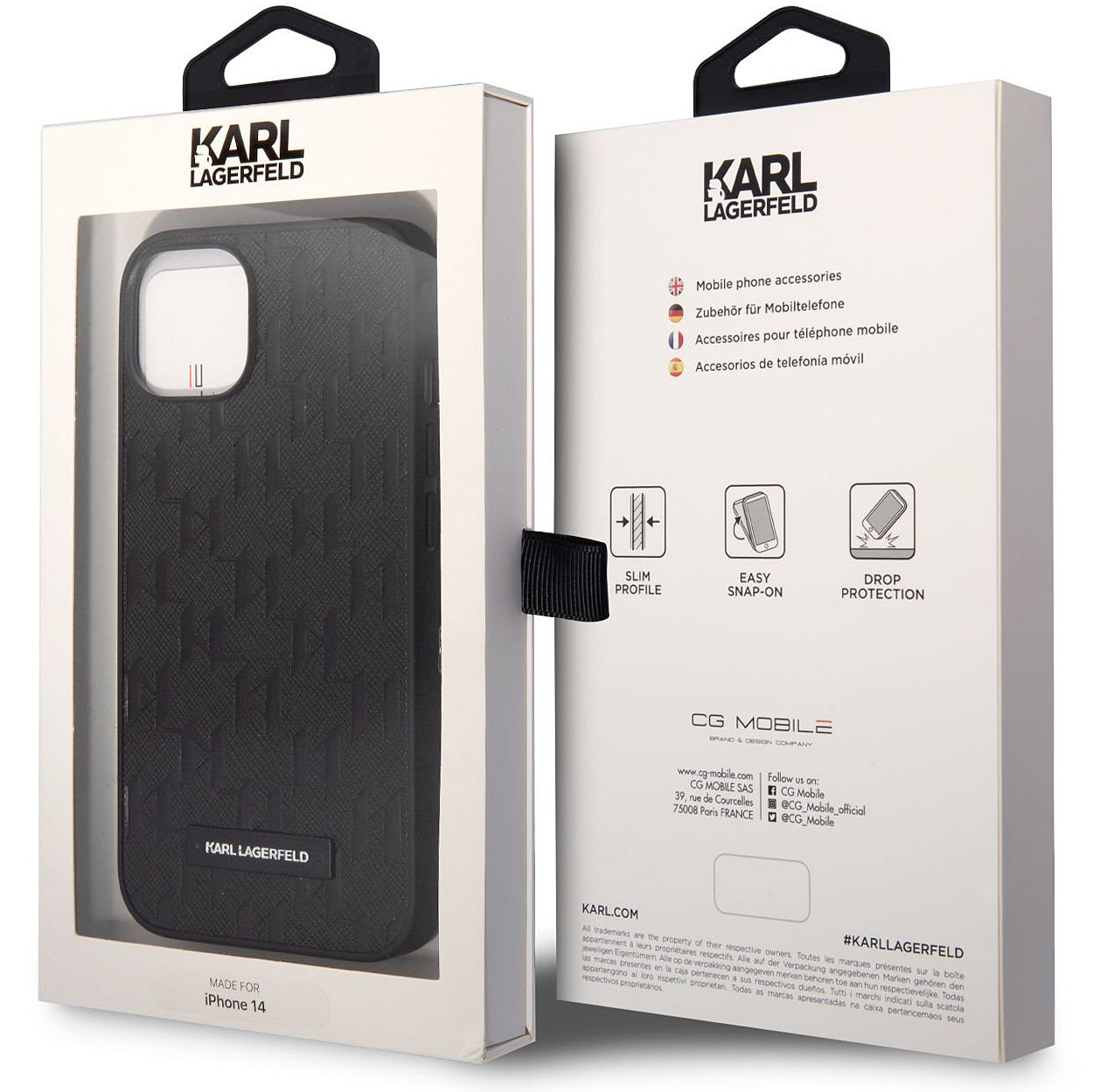 Futrola za Apple iPhone 14 Plus, Karl Lagerfeld, Saffiano Monogram Metal Logo, Crna