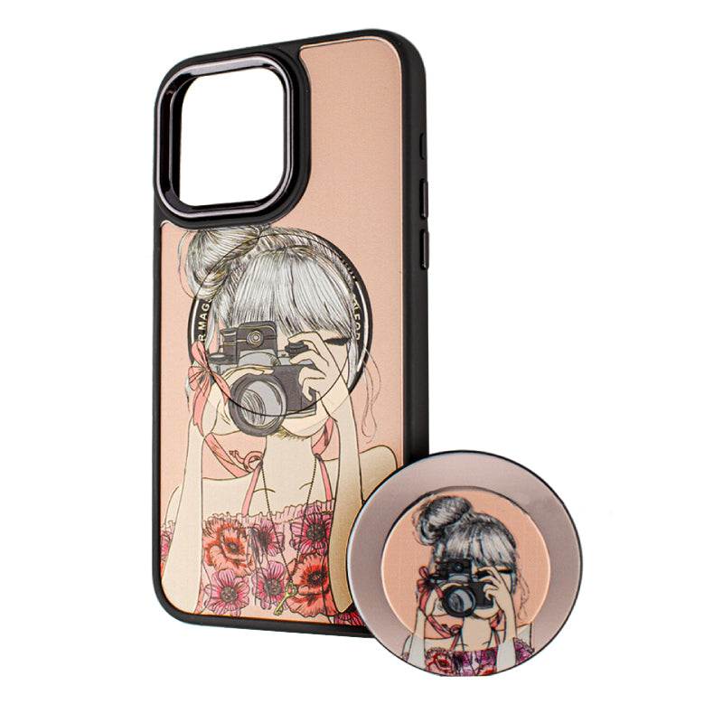 MagSafe futrola za Apple iPhone 15 Pro Max, BOTER, MagPopsocket Photo Girl, Višebojna