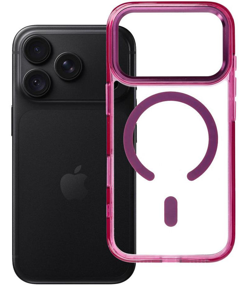 MagSafe maska za Apple iPhone 18 Pro / iPhone 17 Pro, OEM, Frame Clear Hybrid, bordo crvena