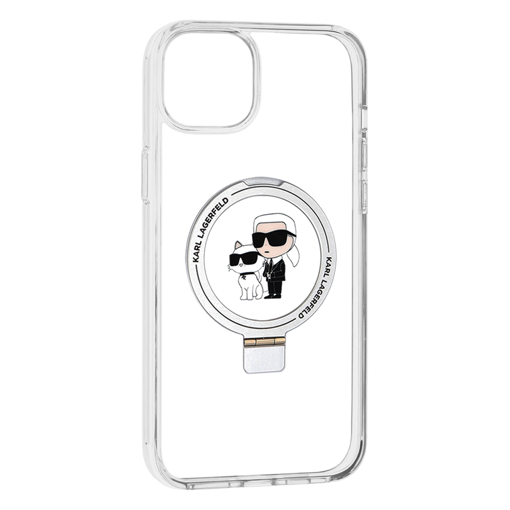 MagSafe futrola za Apple iPhone 15 Plus, Karl Lagerfeld, Ringstand Karl i Choupette, Bela, Ponovo zapečaćena