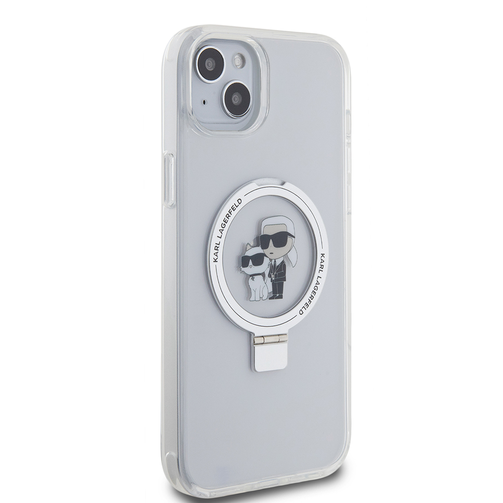 MagSafe futrola za Apple iPhone 15 Plus, Karl Lagerfeld, Ringstand Karl i Choupette, Bela, Ponovo zapečaćena