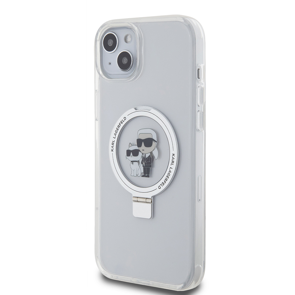 MagSafe futrola za Apple iPhone 15 Plus, Karl Lagerfeld, Ringstand Karl i Choupette, Bela, Ponovo zapečaćena