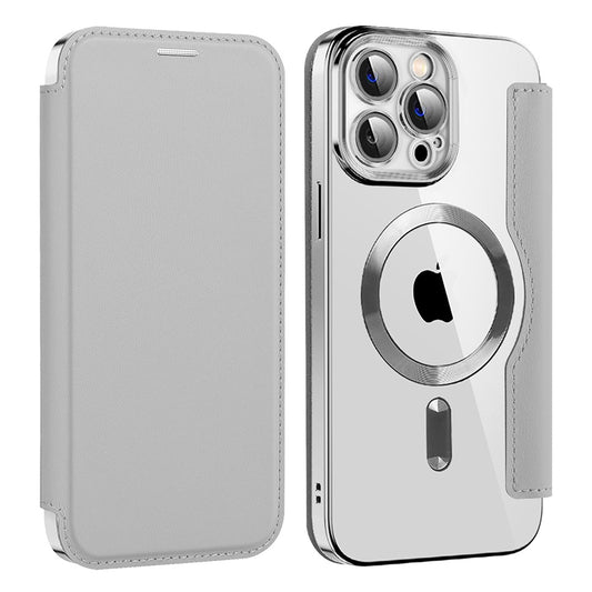 Futrola MagSafe za Apple iPhone 13 Pro Max, Techsuit, SmartMag Book, Siva