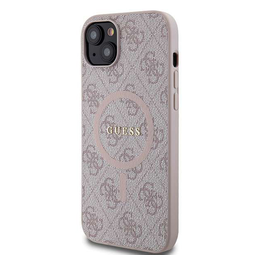 Futrola MagSafe za Apple iPhone 14, Guess, 4G Ring Classic Logo, Roze
