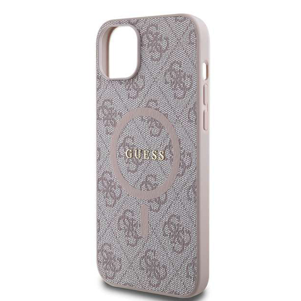 Futrola MagSafe za Apple iPhone 14, Guess, 4G Ring Classic Logo, Roze