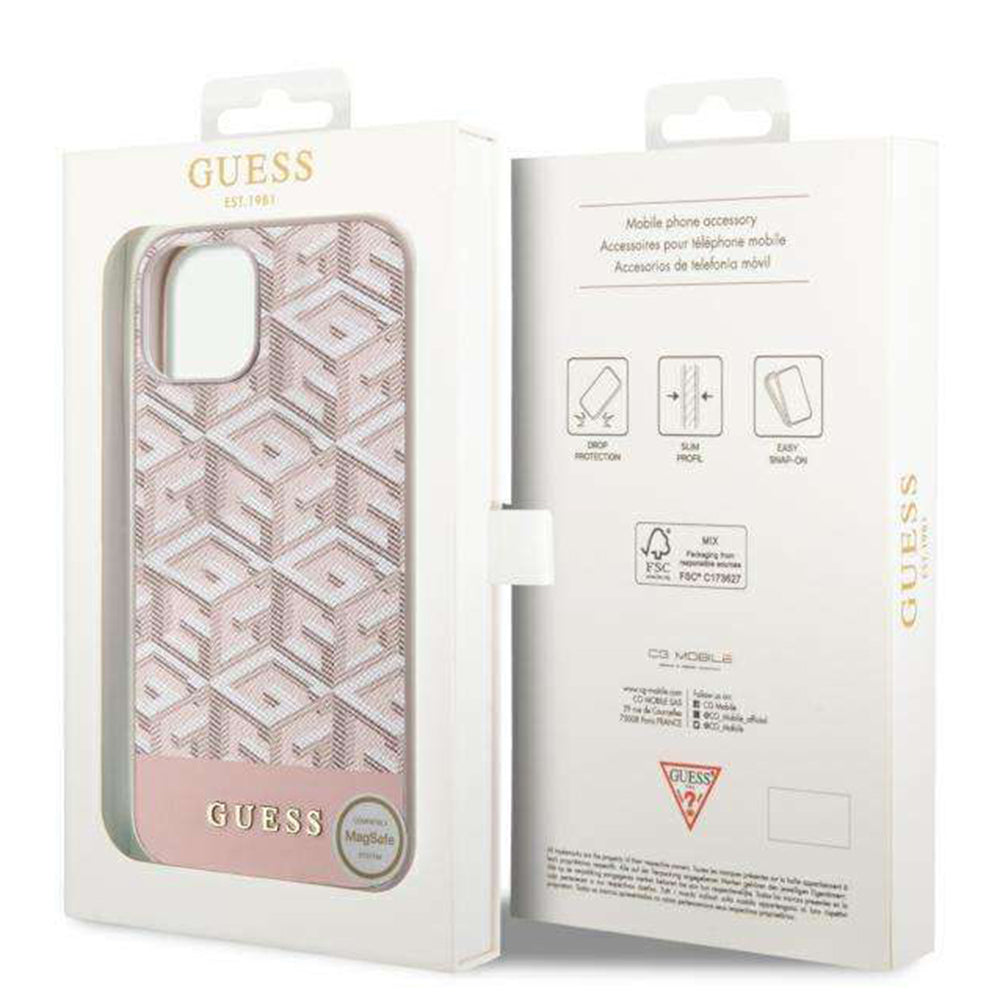 Futrola MagSafe za Apple iPhone 14, Guess, GCube Stripes, Roze